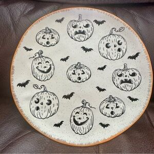 Spooky Jack O’ Lanterns & Bats Ceramic Halloween Dinner Plate